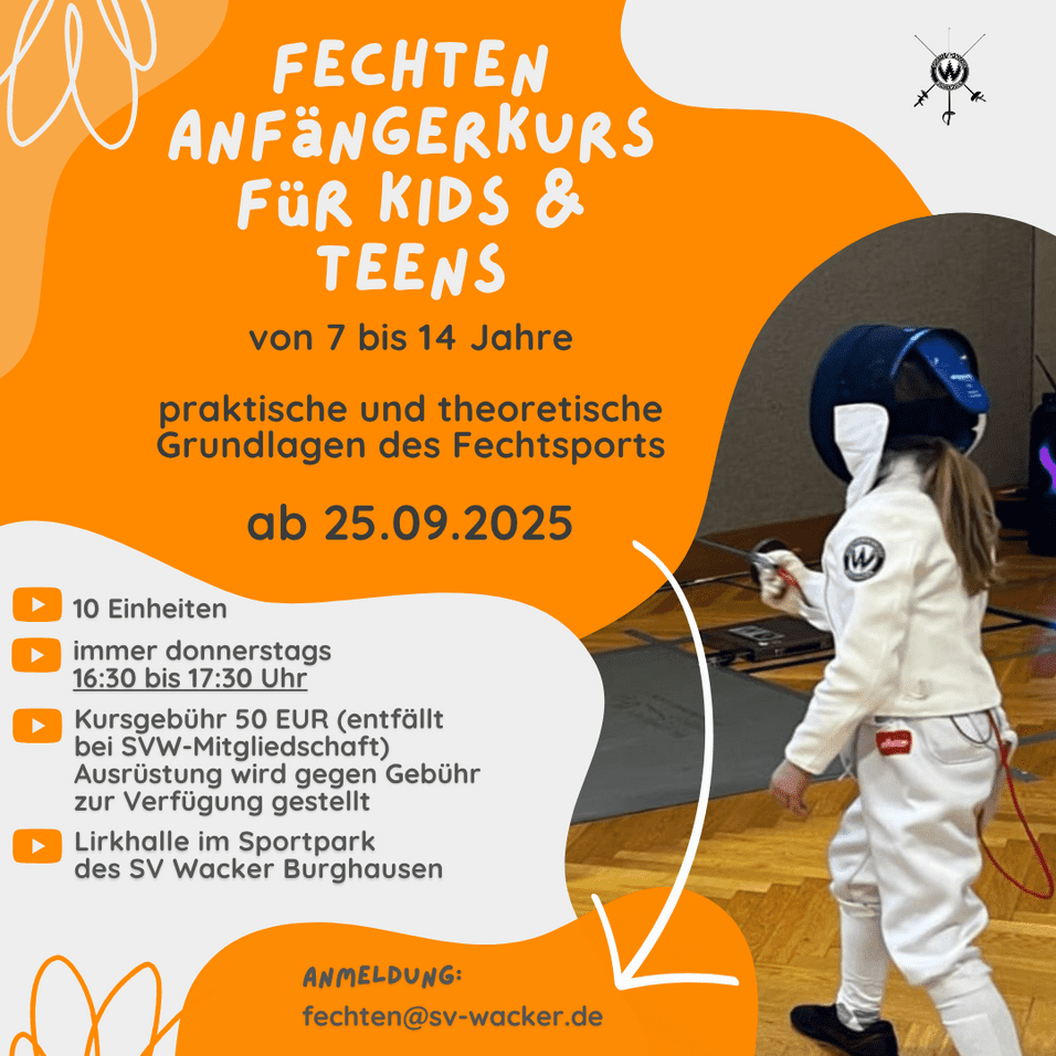 Fechtkurs für Kinder und Teens ab 25.06.2025, 10 Einheiten, immer donnerstags 16.30 - 17.30
