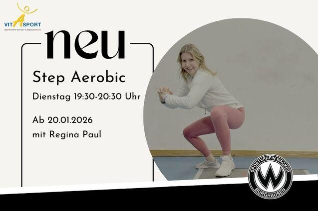 Ab 20.01.2026 bieten wir immer dienstags ab 19.30 Uhr Step-Aerobic mit Regina Paul an